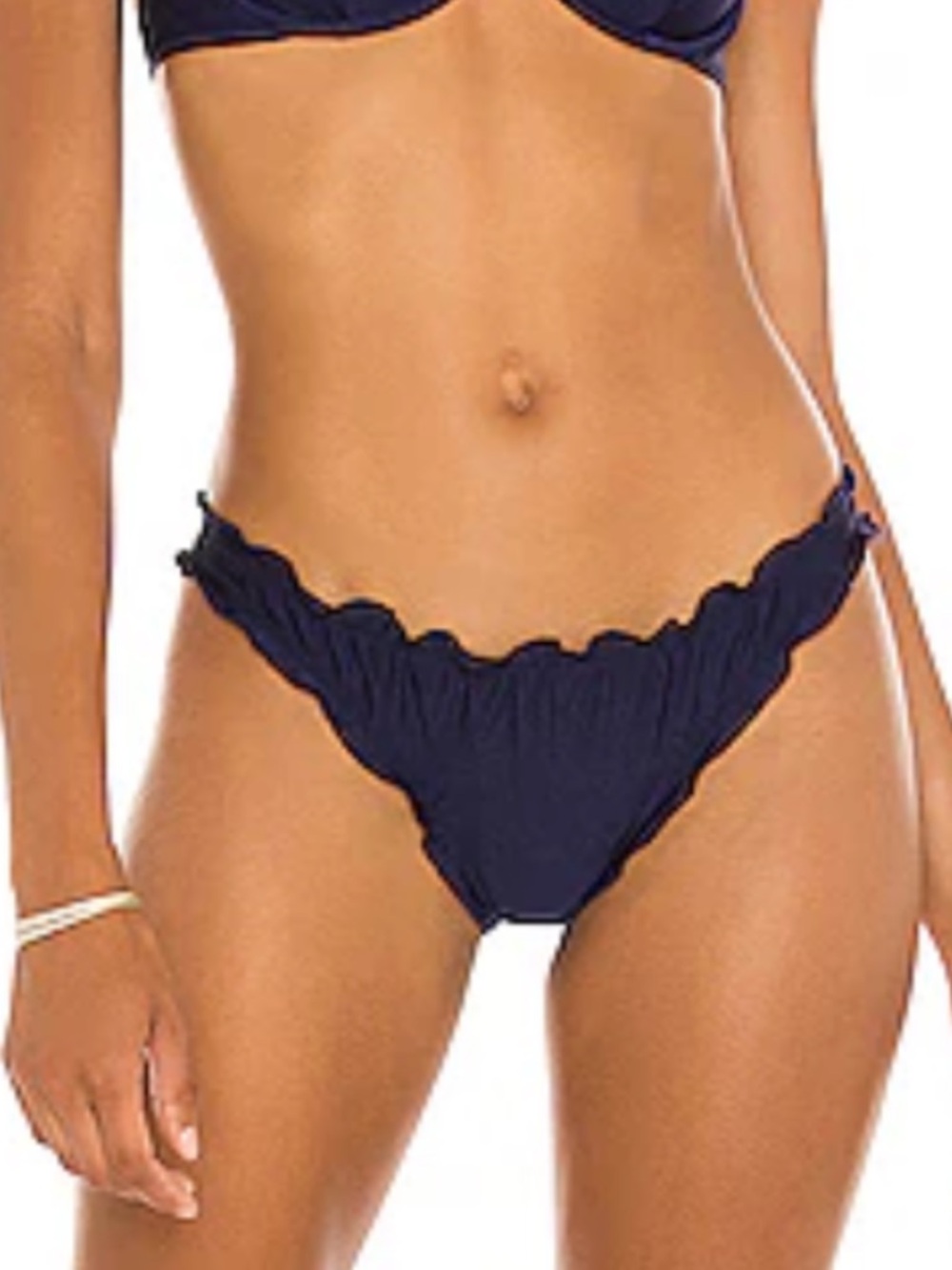 Something Navy Peony Navy Ruffle Trim Bikini Bottom M - Picture 11 of 12